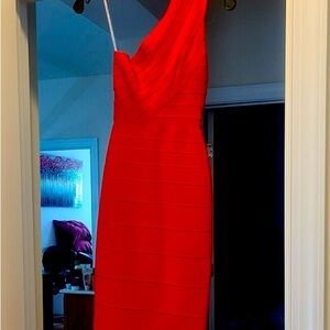 Brand New Herve Leger One Shoulder banded dress, Zippered back....